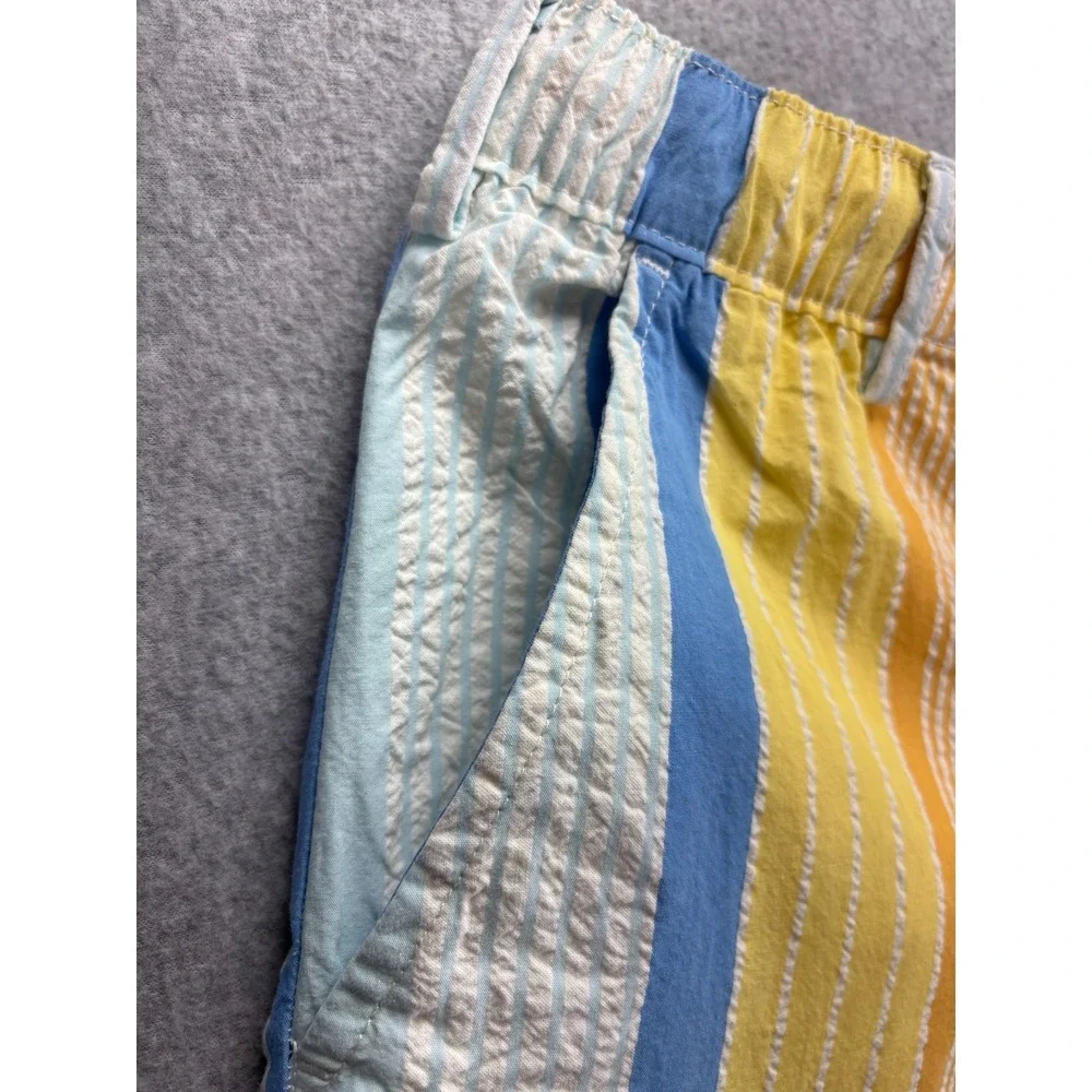Free Assembly Mens L‎ Seersucker Awning Stripe Shorts Button Zip Cotton